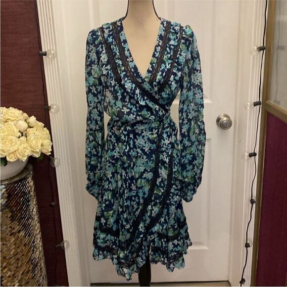 Zimmermann 100% viscose Floral Green Wrap Dress, L - Picture 5 of 16